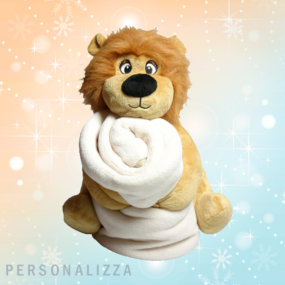 Peluche leone con plaid personalizzato