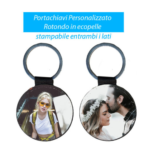 portachiavi personalizzato in ecopelle rotondo