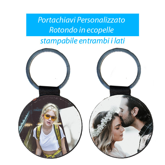 Portachiavi Rotondo personalizzato in ecopelle con le tue foto - AcDigitale