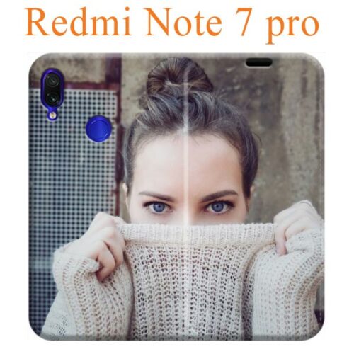 custodia a libro in ecopelle personalizzata per Redmi note 7 pro