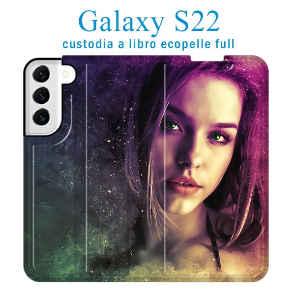 Galaxy S22 custodia a libro in ecopelle personalizzata - AcDigitale